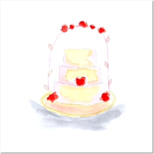 Wedding, cake, banquet, sweet treat, tasty, food, watercolor, illustration Posters and Art